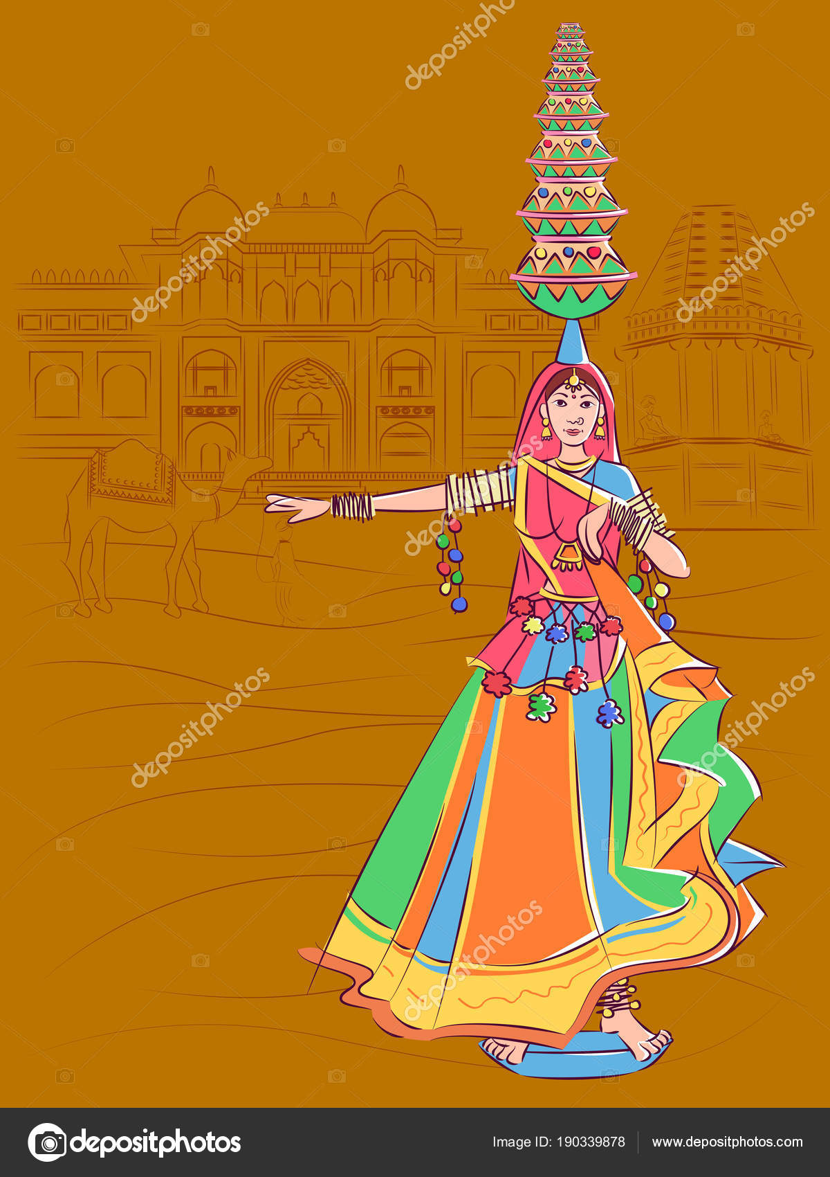 Woman performing Matki folk dance of Madhya Pradesh, India Stock Vector