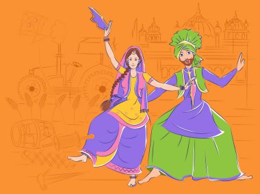 Bhangra halk dansları Pencap, Hindistan'ın performans Çift