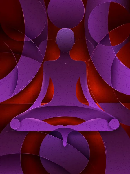 Les gens qui pratiquent le yoga sur le cubisme abstrait backhround — Image vectorielle