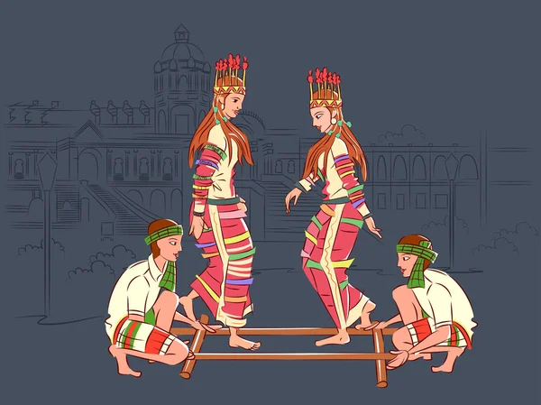 Cheraw halk dansları Mizoram, Hindistan'ın performans Çift