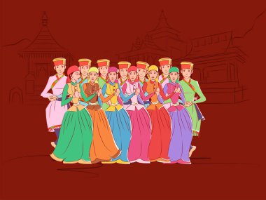 Himachal Pradesh, Hindistan Kullu Nati dans performans Çift