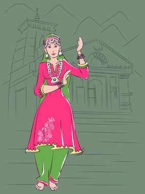 Hindistan'ın Keşmir halk dansları gerçekleştirme kadın