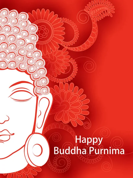 Señor Budha en Buda Feliz Purnima Vesak festival de vacaciones fondo — Vector de stock