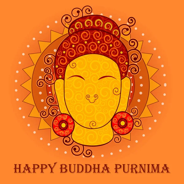 Señor Budha en Buda Feliz Purnima Vesak festival de vacaciones fondo — Vector de stock