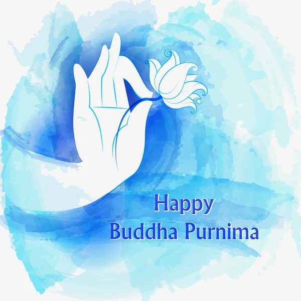 Lord Budha em Happy Buddha Purnima Vesak fundo festival de férias — Vetor de Stock