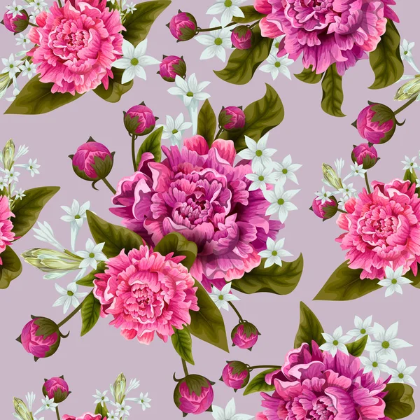 Fondo de patrón floral inconsútil con colorida flor fresca — Archivo Imágenes Vectoriales