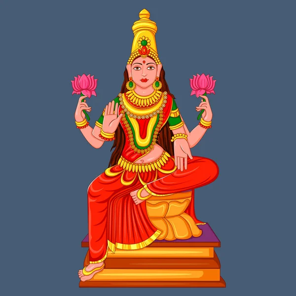 Statue of Indian Goddess Lakshmi Sculpture — Stock Vector