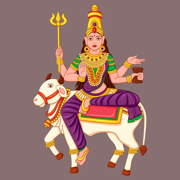 Estatua de la diosa india Maha Gauri Escultura — Vector de stock