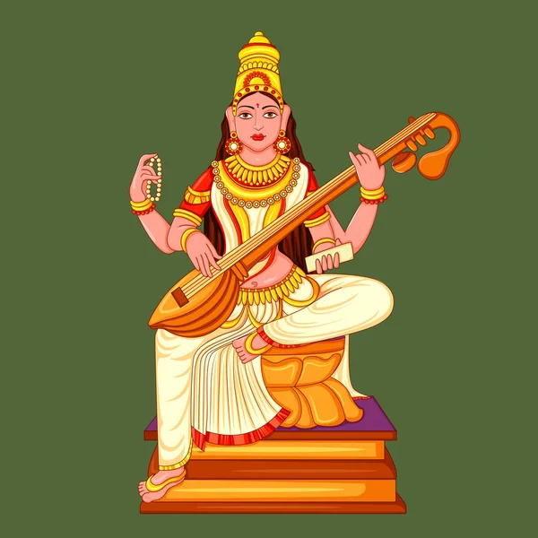 Socha z Indické bohyně Saraswati sochařství — Stockový vektor