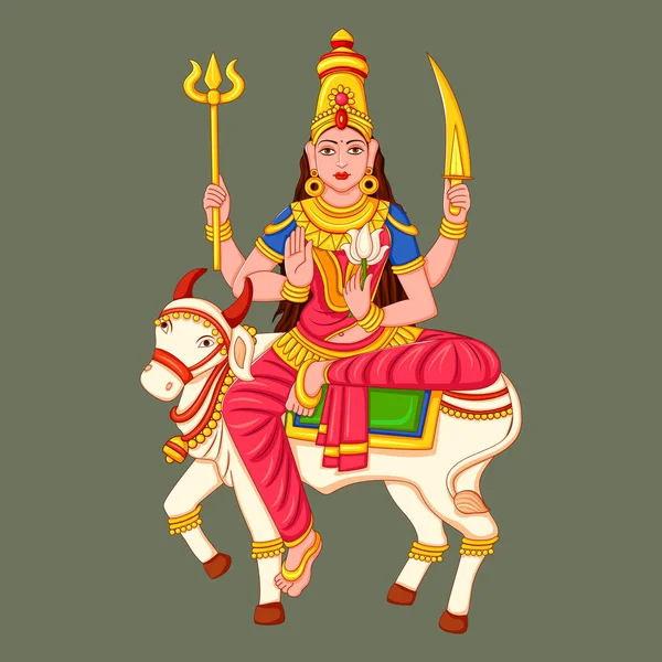 Estatua de la diosa india Shailaputri Escultura — Vector de stock