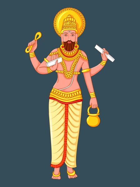 Statue of Indian God Vishwakarma Sculpture — Stock Vector