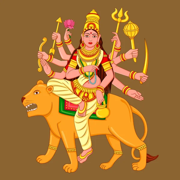 Statue de la déesse indienne Chandraghanta Sculpture — Image vectorielle