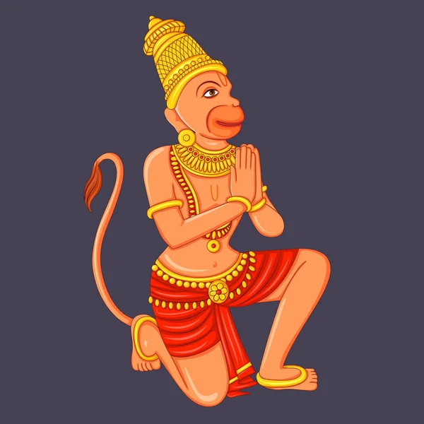 Indiai Úr Hanuman szobor szobor — Stock Vector