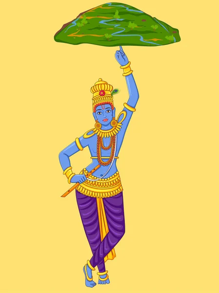 Standbeeld van de Indiase God Krishna beeldhouwkunst gegraveerd op steen — Stockvector