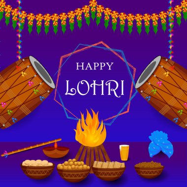 Hasat Festivali Pencap, Hindistan mutlu Lohri tatil arka plan