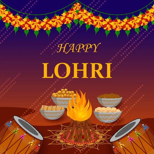 Свято врожаю свято фону щасливі Lohri Пенджаб, Сполучені Штати Америки — стоковий вектор