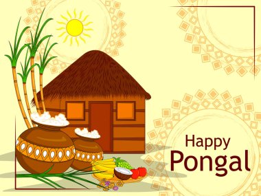 Mutlu Pongal dini geleneksel festival Tamil Nadu Hindistan kutlama arka plan