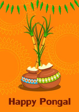 Mutlu Pongal dini geleneksel festival Tamil Nadu Hindistan kutlama arka plan