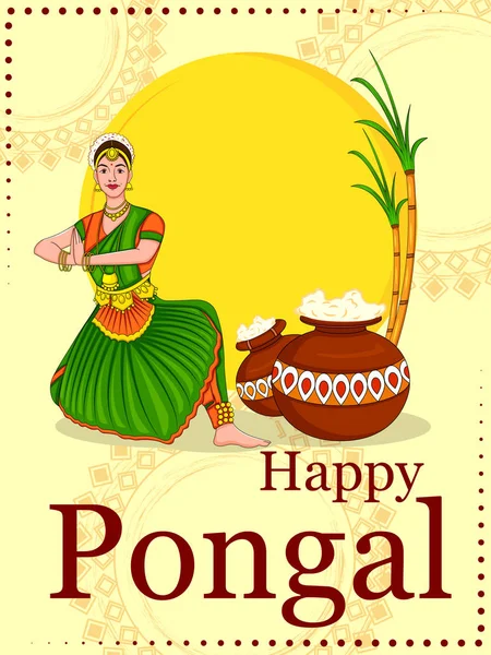 Feliz Pongal festival religioso tradicional de Tamil Nadu India celebración de fondo — Vector de stock