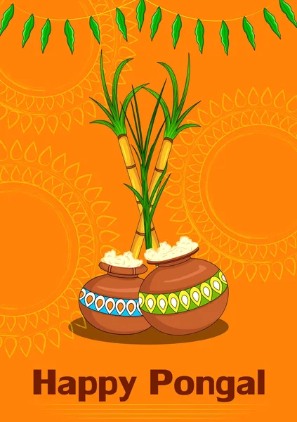 Boldog Pongal vallási hagyományos fesztivál India Tamil Nadu ünnepe háttér — Stock Vector