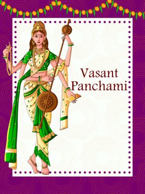 Hint Tanrıça Saraswati Vasant Panchami Pooja festival arka plan üzerinde