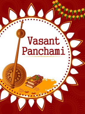 Hint Tanrıça Saraswati Vasant Panchami Pooja festival arka plan üzerinde
