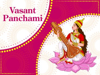 Hint Tanrıça Saraswati Vasant Panchami Pooja festival arka plan üzerinde