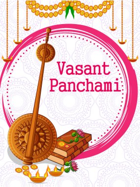 Hint Tanrıça Saraswati Vasant Panchami Pooja festival arka plan üzerinde