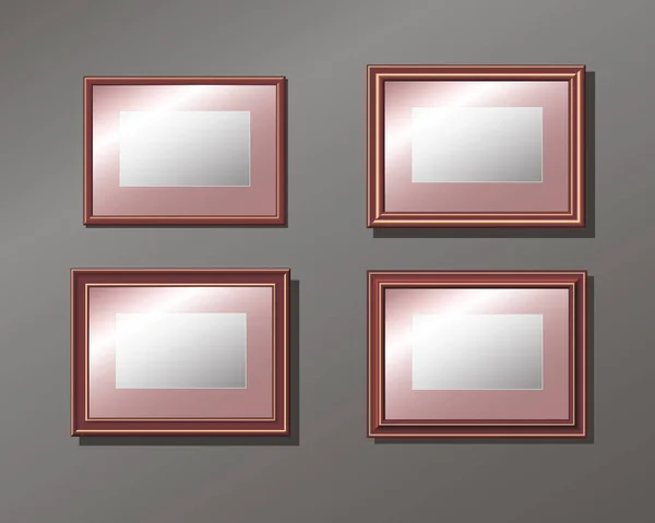 Встановити горизонтальну порожню рамку на стіні — стоковий вектор
