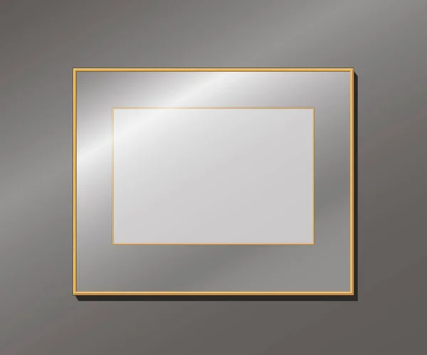Lege gouden frame op de muur — Stockvector