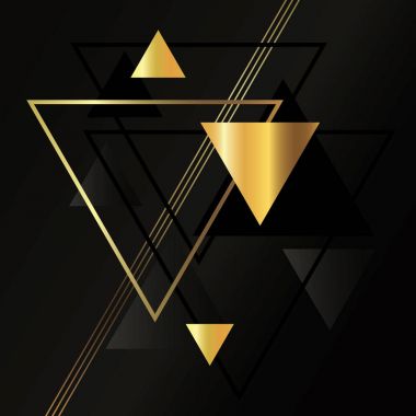 Üçgenli soyut altın geometrik arkaplan vektörü.