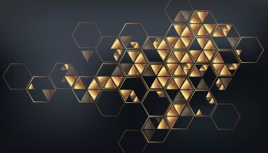 Geometrik, abstract, golden, vektör arka plan üçgen ile.