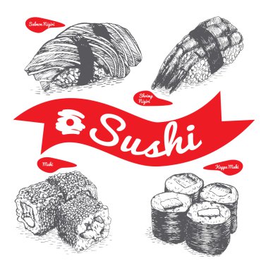 Suşi ve nigiri çizimi