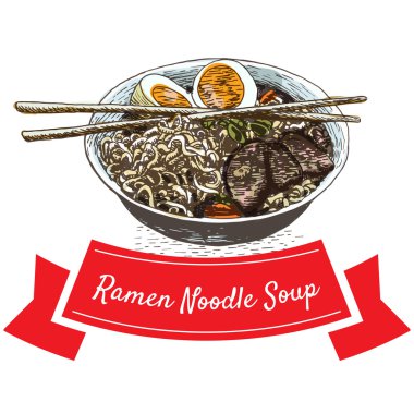 Ramen erişte çorbası illüstrasyon