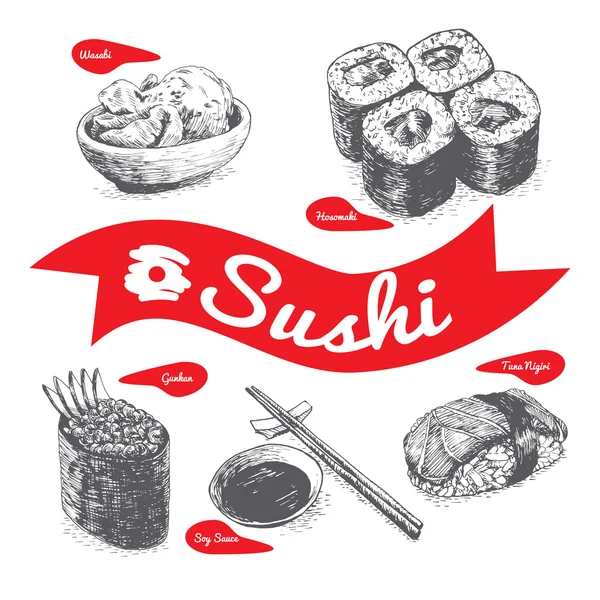 Illustration Art von Sushi — Stockvektor