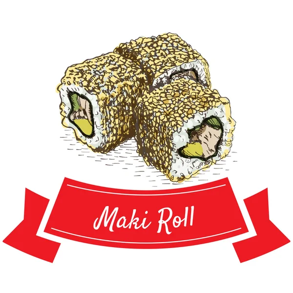 Maki roll farverig illustration – Stock-vektor