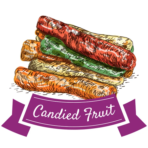 Frutas cristalizadas ilustração colorida . — Vetor de Stock