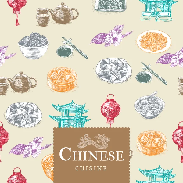 Cocina china ilustración colorida . — Vector de stock