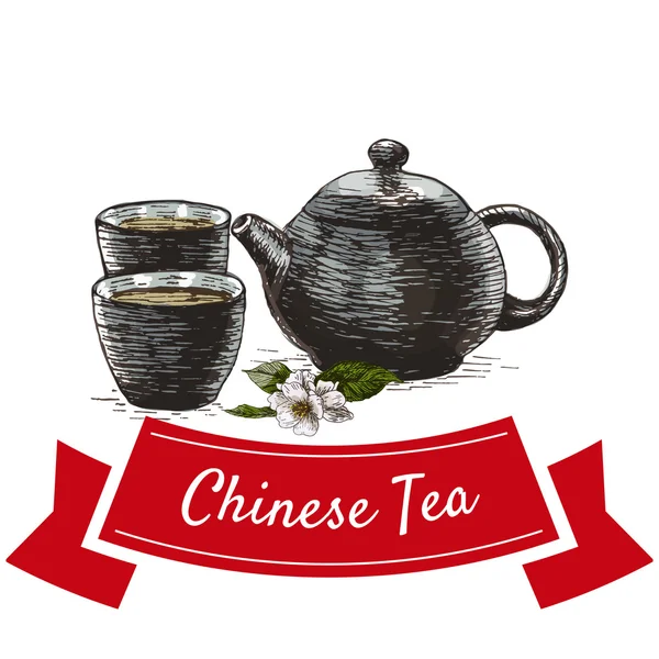 Té chino ilustración colorida . — Vector de stock