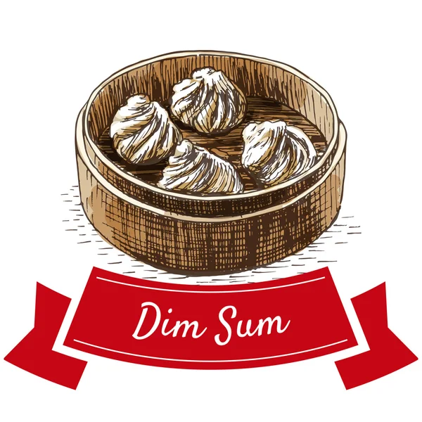 Dim sum kleurrijke afbeelding. — Stockvector