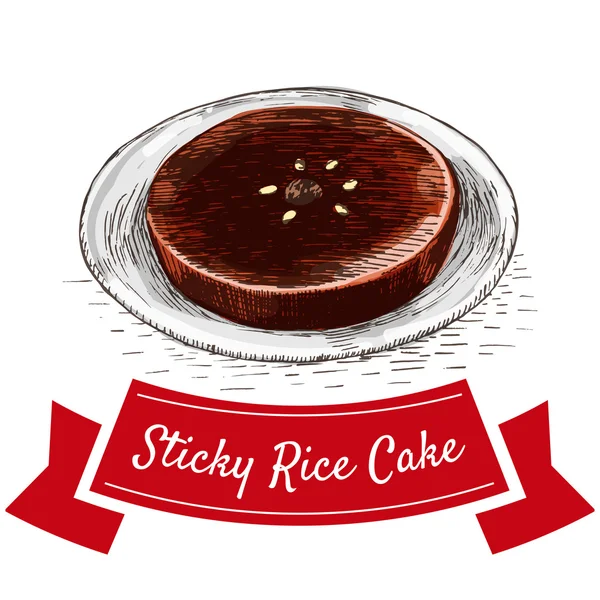 Pastel de arroz pegajoso ilustración colorida . — Vector de stock