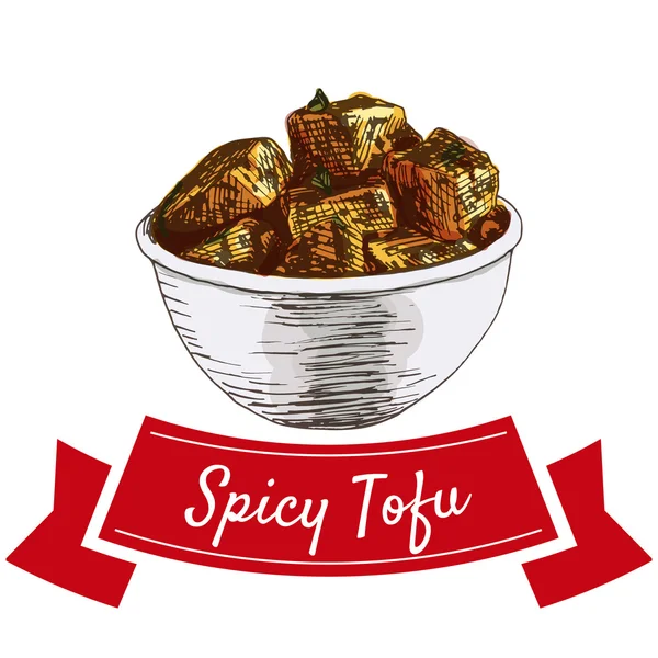 Spicy tofu colorful illustration. — Stockový vektor