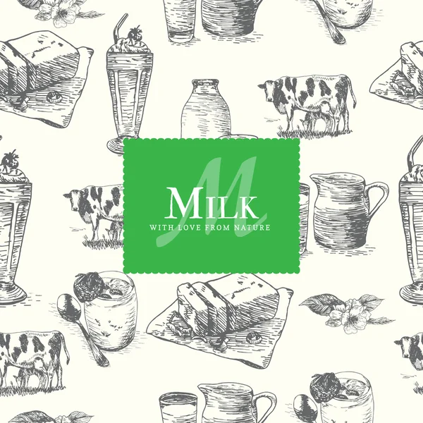 Illustration vectorielle motif sans couture coloré avec des produits laitiers . — Image vectorielle