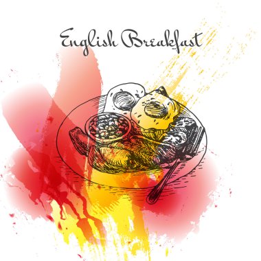 English breakfast colorful illustration. clipart