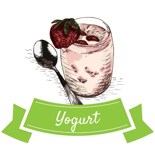 Yogurt illustrazione colorata . — Vettoriale Stock