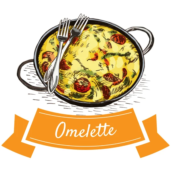 Omelette ilustração colorida . — Vetor de Stock