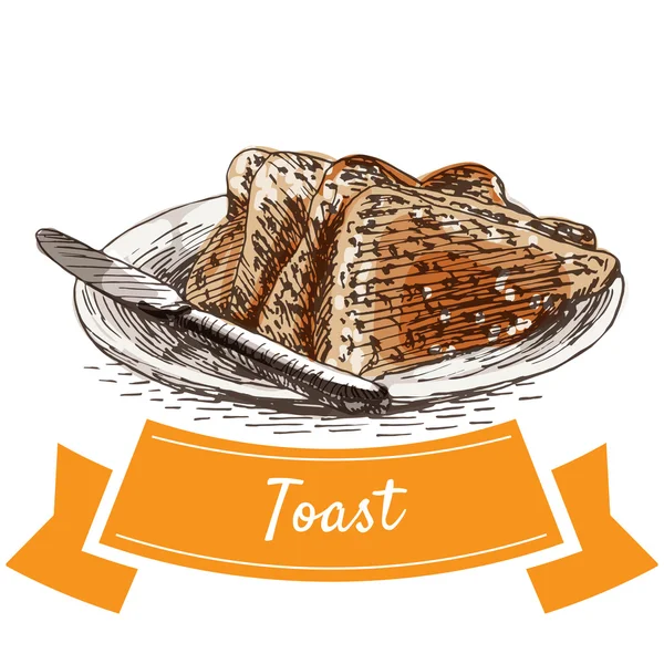 Toast illustration colorée . — Image vectorielle
