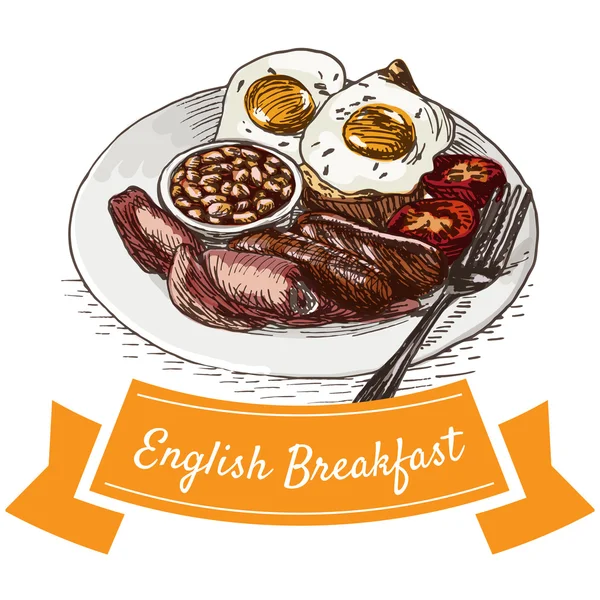 Inglés desayuno colorido ilustración . — Vector de stock