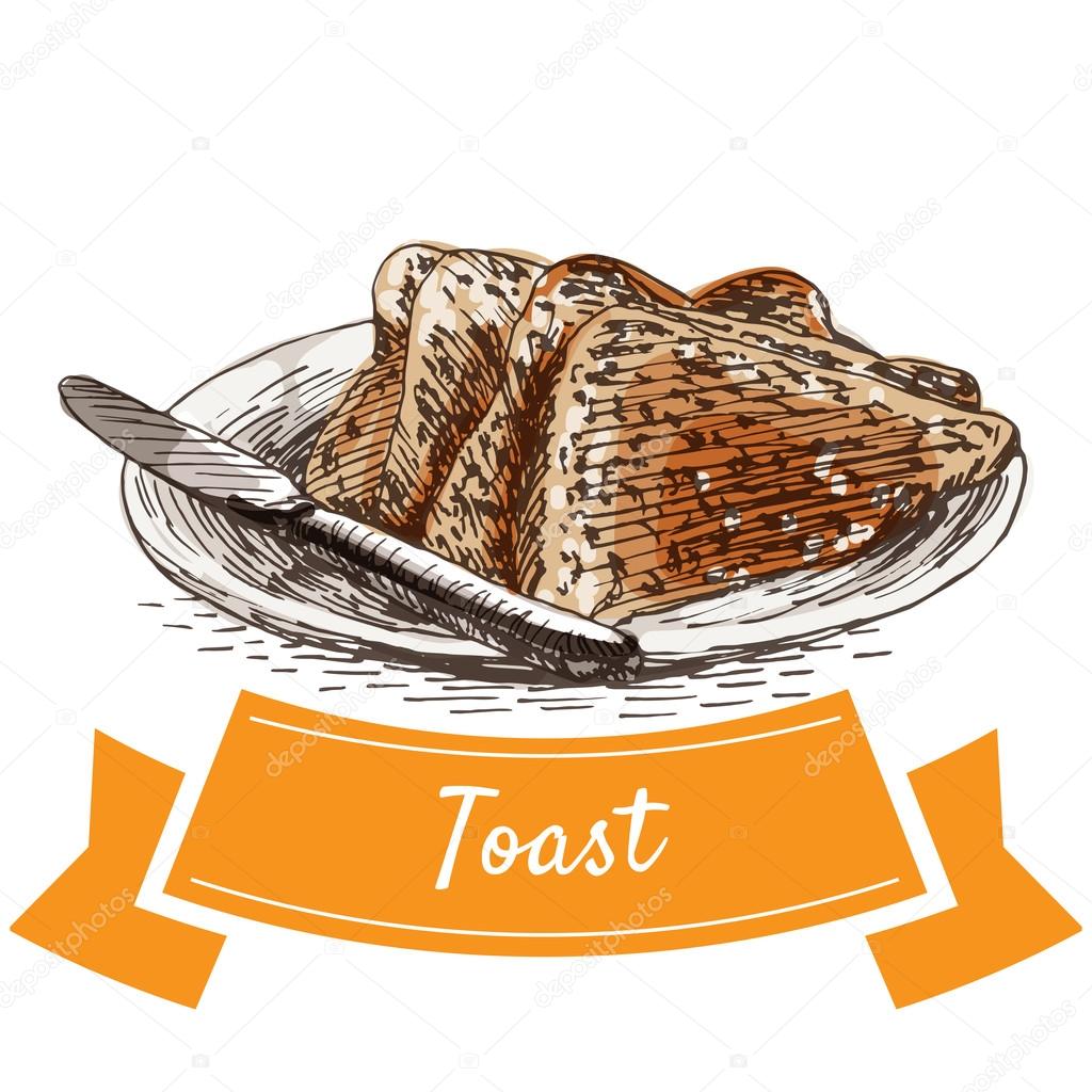 Toast colorful illustration.