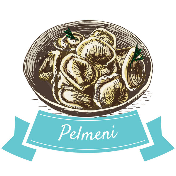 Красочная иллюстрация Пельмени
.